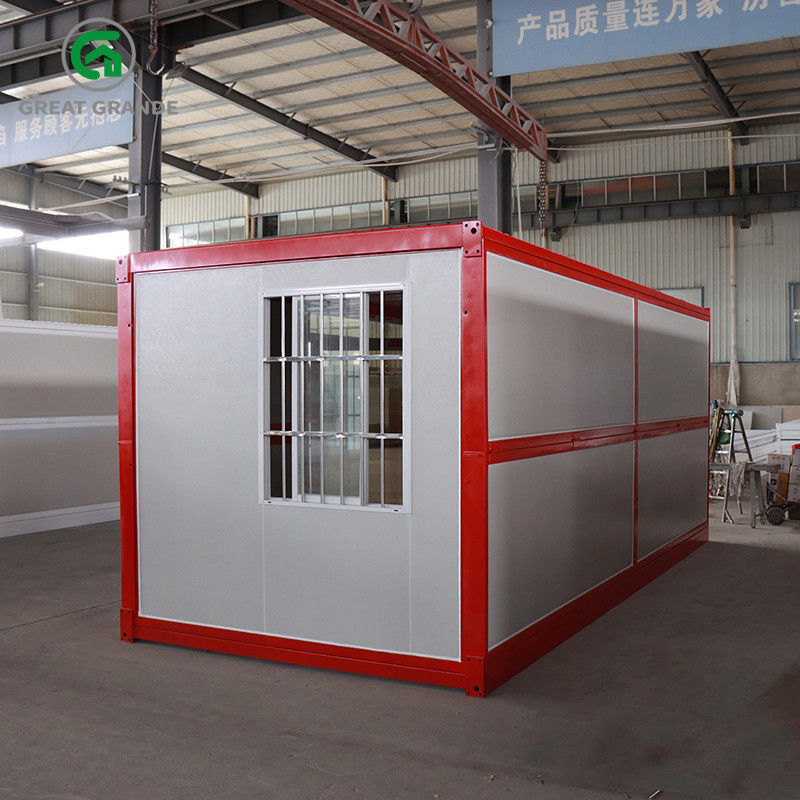 De prefab Vouwende van het het Kader Zijglas van het Containerhuis Rode Steun van het het Staalkader Deur Gegalvaniseerde