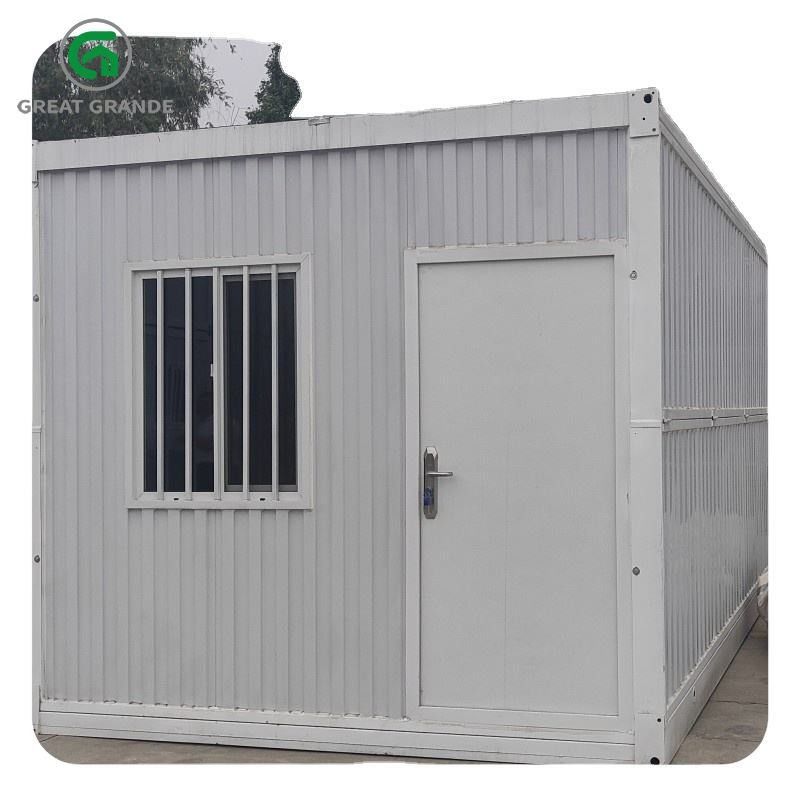 Geaffineerde muur Prefab vouwcontainer huis Thermische isolatie rotswol site slaapkamer