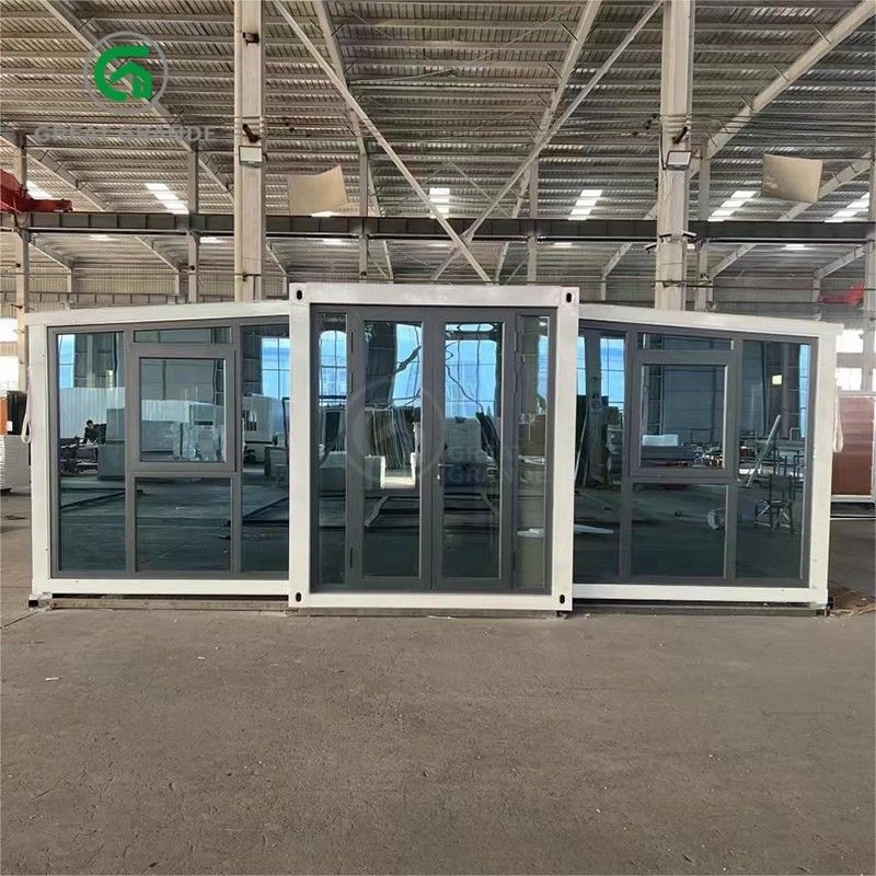 20ft vouwbare kleine huizen fabrikant bruine glazen deur tien minuten bouwen gegalvaniseerd stalen frame