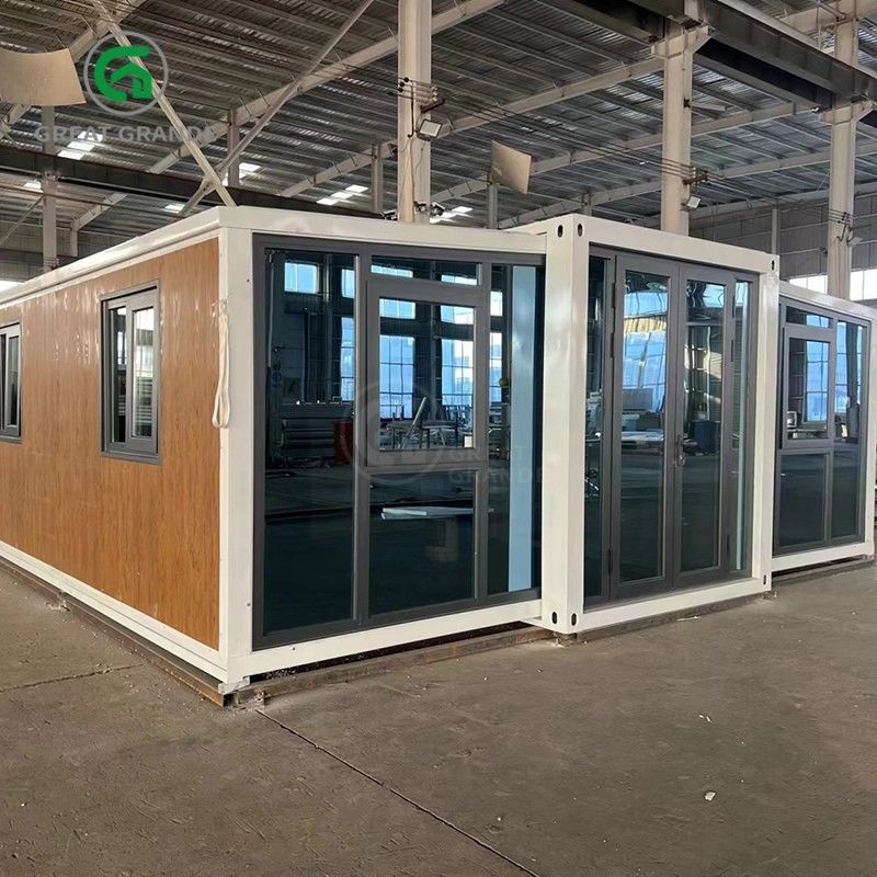 20ft vouwbare kleine huizen fabrikant bruine glazen deur tien minuten bouwen gegalvaniseerd stalen frame