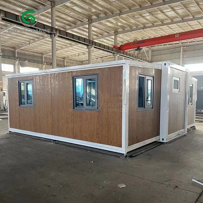 20ft vouwbare kleine huizen fabrikant bruine glazen deur tien minuten bouwen gegalvaniseerd stalen frame
