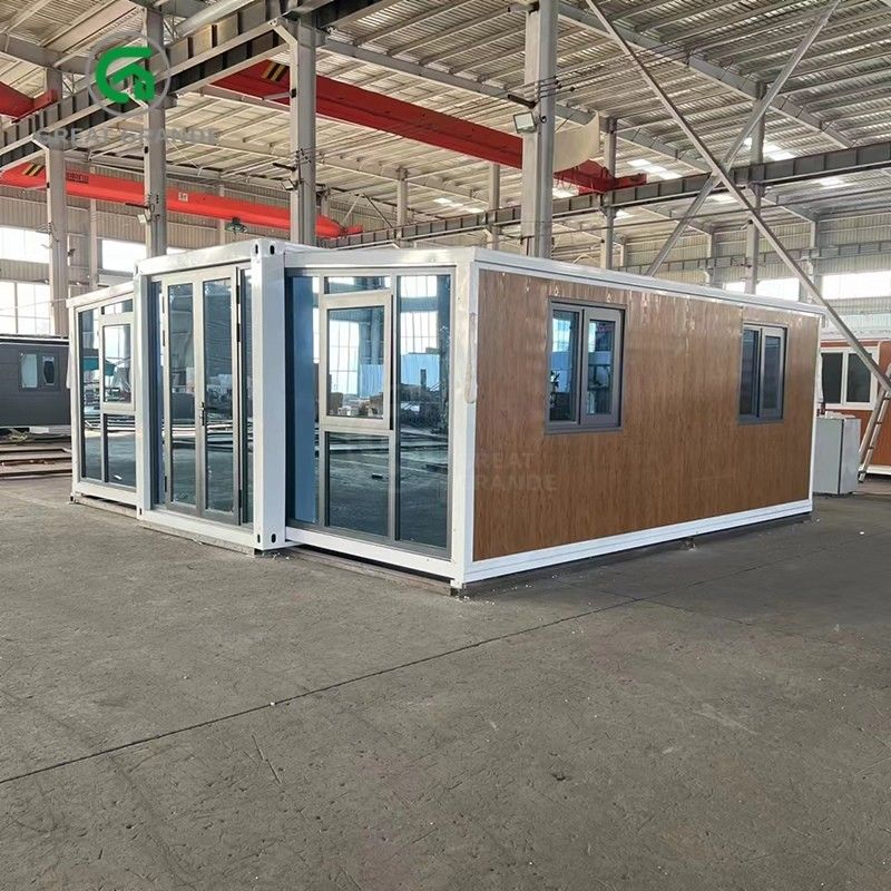 20ft vouwbare kleine huizen fabrikant bruine glazen deur tien minuten bouwen gegalvaniseerd stalen frame