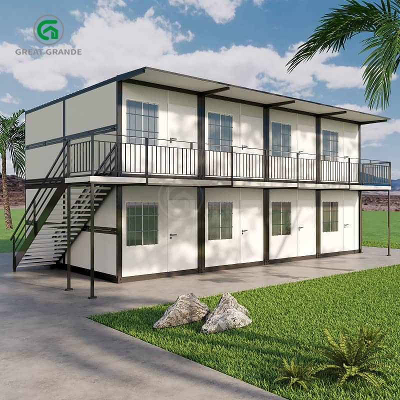 20ft vouwbaar prefab huis dubbel verdieping modern bouwplaats werkers slaapkamer